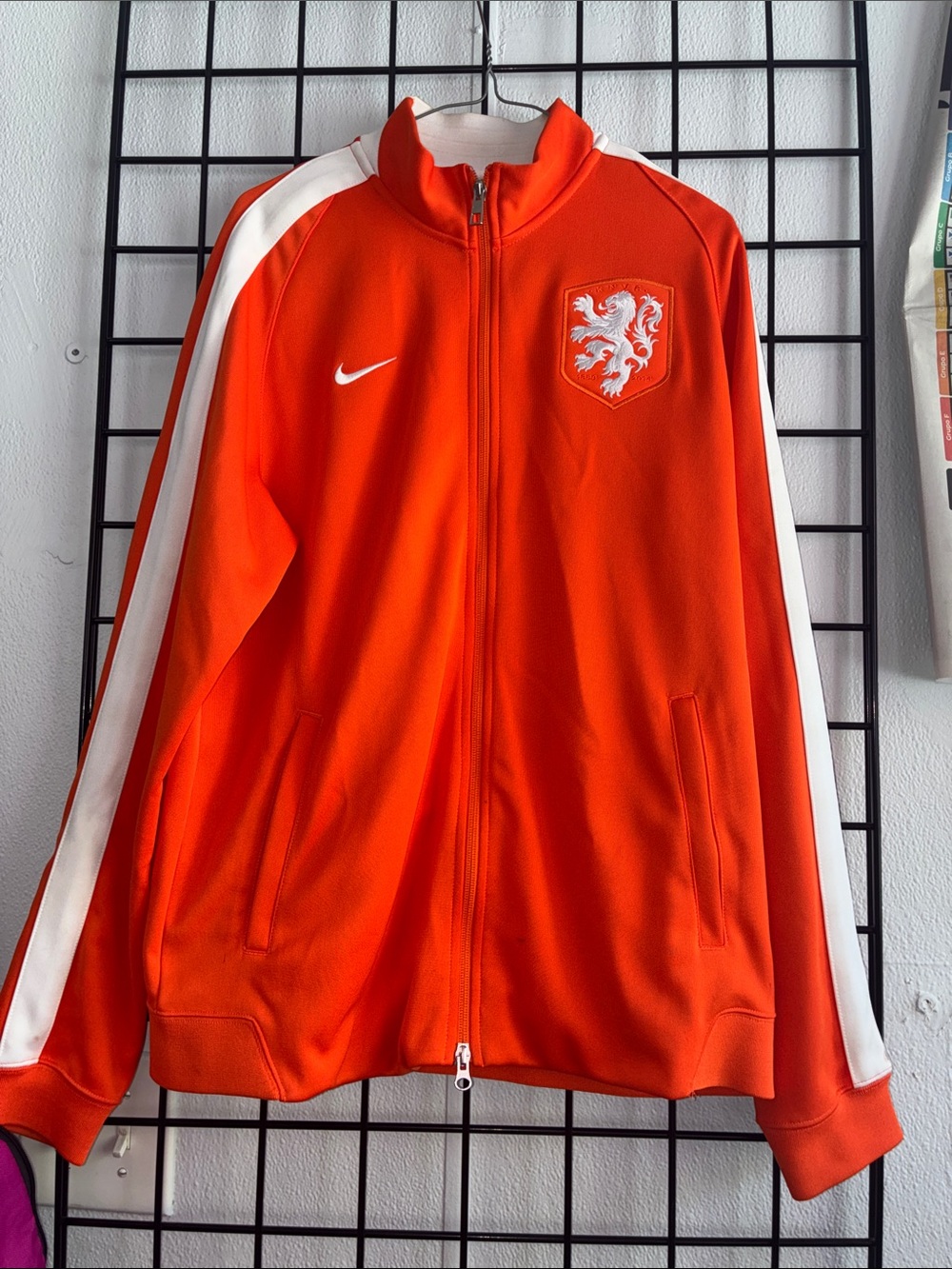 Nike Orange Full-Zip Track Jacket with White Stripes